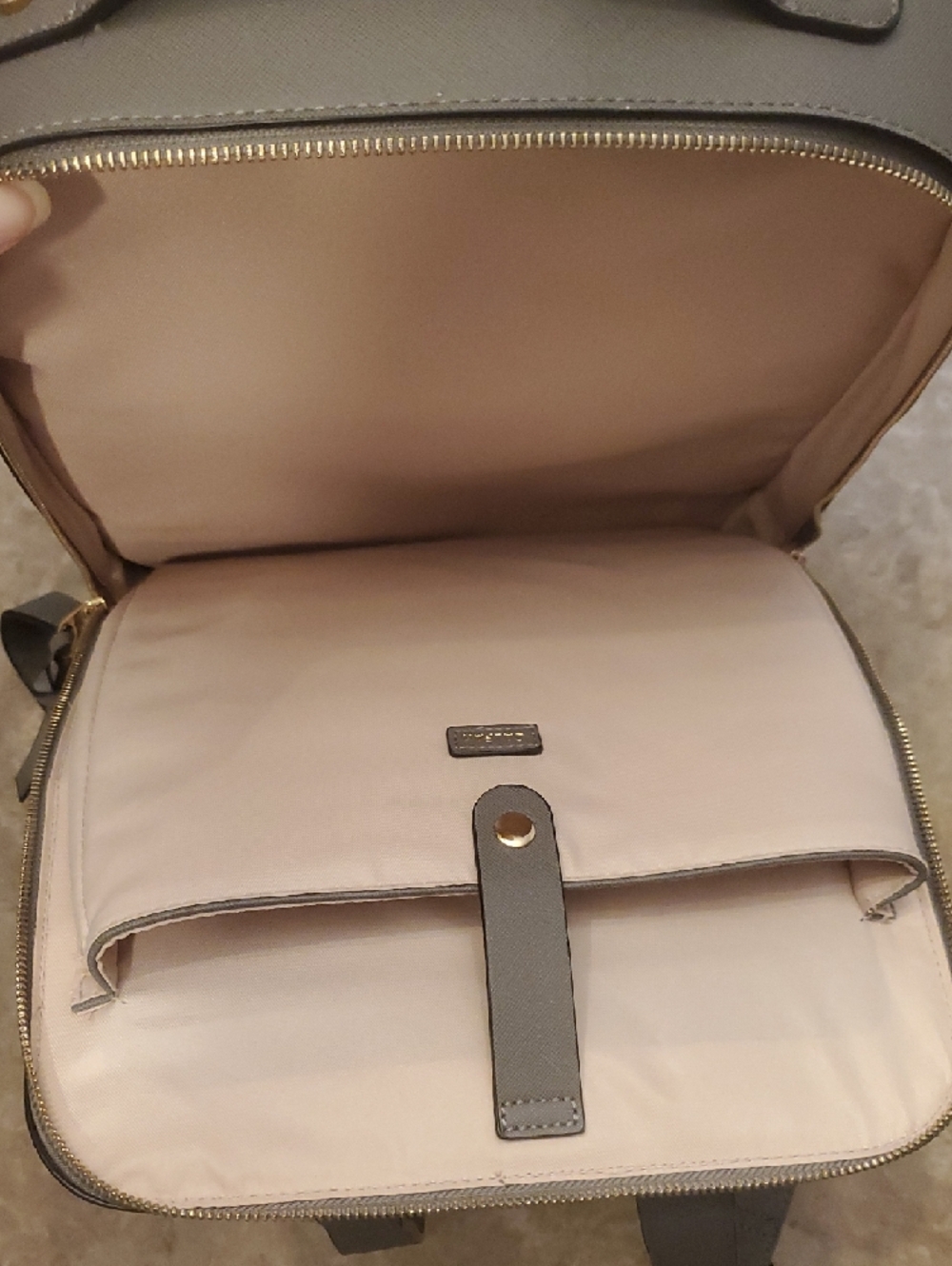 Calpak Kaya Gray Laptop Backpack with Gold Hardware - Picture 9 of 11